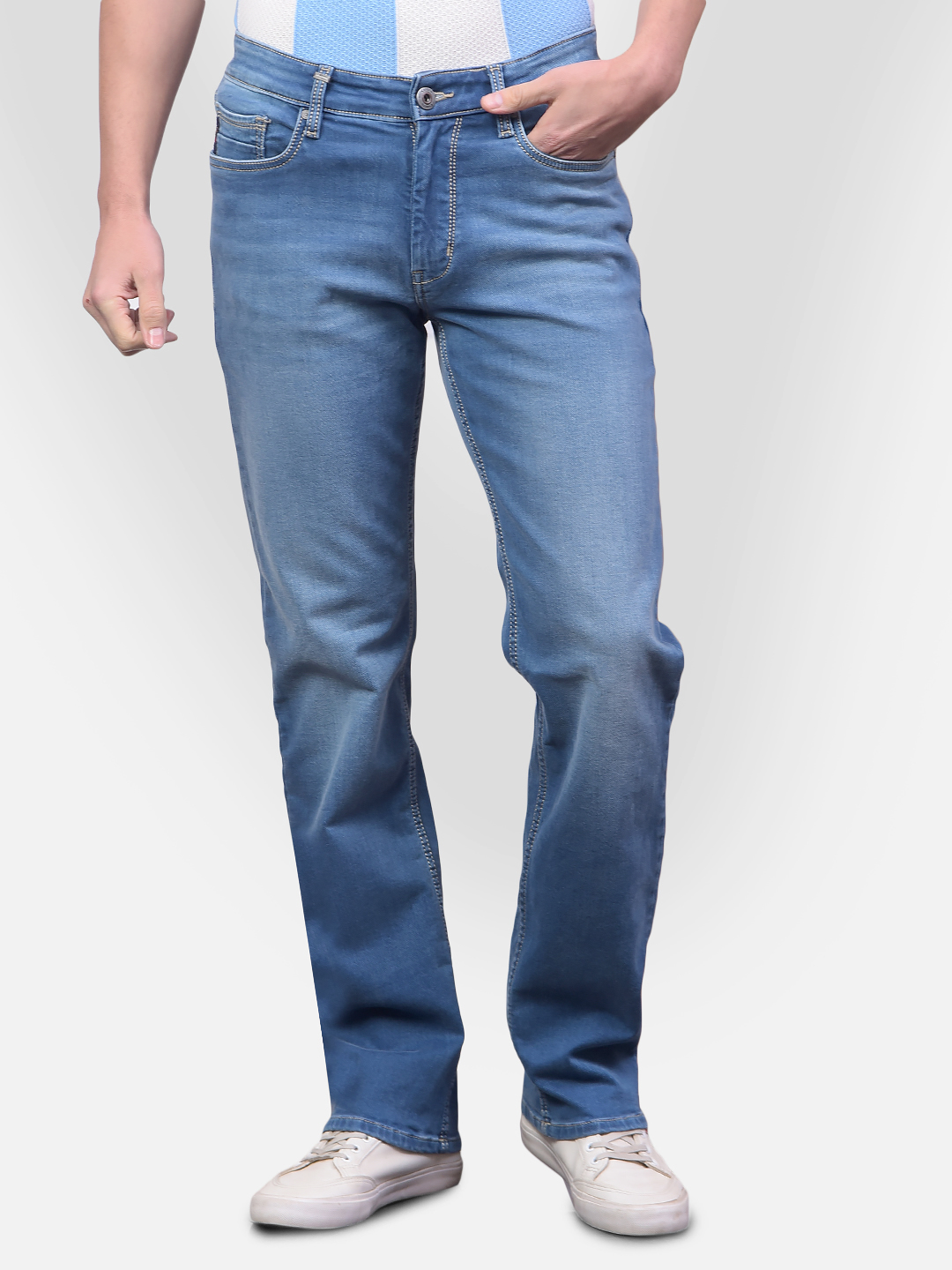 Numero Uno Men Mid Blue Mid Blue Regular Fit Mid Rise Sustainable Jeans